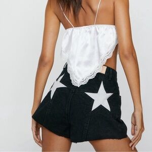 Nasty Gal Denim Star Bum Mum Shorts - High Waist Black Star Shorts
